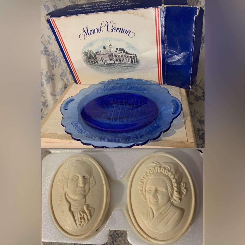VTG Avon Boxed Set of Mt Vernon Plate and 2 Hostess Soaps